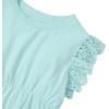 Lands’ End Girls Flutter Sleeve Tiered Peasant Top(Aruba Blue)