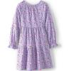 Lands’ End Girls Long Sleeve Velvet Dress(Lavender Cherry Hearts)