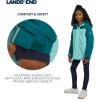 Lands’ End Girls’ Squall Waterproof Fleece Lined Insulated Jacket(Aqua)