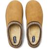 Lands’ End Hearth Warm Fuzzy Mens Slippers, Indoor Outdoor Fur Lined Suede House Slippers for Men Size 7 to 15, Black or Brown House Shoes(Tan/Tan)