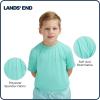 Lands’ End Kids Boys and Girls Swimwear UPF 50 Short Sleeve Rash Guard Shirt (XXS-XL)(Aqua Ice)