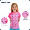 Lands’ End Kids Boys and Girls Swimwear UPF 50 Short Sleeve Rash Guard Shirt (XXS-XL)(Bright Pink)