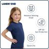 Lands’ End Kids Boys and Girls Swimwear UPF 50 Short Sleeve Rash Guard Shirt (XXS-XL)(Deep Sea Navy 2)