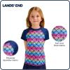 Lands’ End Kids Boys and Girls Swimwear UPF 50 Short Sleeve Rash Guard Shirt (XXS-XL)(Deep Sea Navy 3)