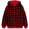 Lands’ End Kids High Pile Lined Zip Hoodie(Apple Red Bufflao Check)