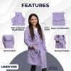 Lands’ End Kids Hooded Fleece Solid Robe(Lavender)