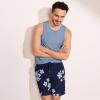 Lands’ End Men’s 9″ Quick Dry Board Shorts(Navy/Dusty Blue Phlox Floral)