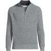 Lands’ End Men’s Drifter Quarter Zip Sweater(Pewter Heather)