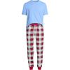 Lands’ End Men’s Knit Jersey Pajama Sleep Set(Ivory/Rich Red Plaid)