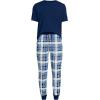 Lands’ End Men’s Knit Jersey Pajama Sleep Set(Muted Cobalt Blue Plaid)
