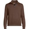 Lands’ End Men’s Long Sleeve Fine Gauge Cotton Quarter Zip Sweater(Dark Walnut Brown)