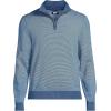 Lands’ End Men’s Long Sleeve Fine Gauge Cotton Quarter Zip Sweater(Light Indigo Blue Stripe)