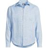 Lands’ End Men’s Long Sleeve Linen Shirt(Crisp Blue Mosaic)