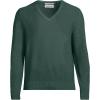 Lands’ End Men’s Long Sleeve Washable Merino Wool V Neck Sweater(Dark Evergreen)