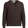Lands’ End Men’s Long Sleeve Washable Merino Wool V Neck Sweater(Rich Coffee)