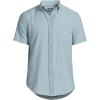 Lands’ End Men’s Short Sleeve Button Down Chambray Shirt(Light Indigo Chambray)