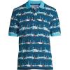 Lands’ End Men’s Short Sleeve Comfort-First Mesh Polo Shirt(Baltic Teal Docked Boats)