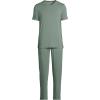 Lands’ End Men’s Short Sleeve Cooling Knit V-Neck Pajama Set(Lily Pad Green)