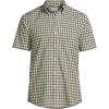 Lands’ End Men’s Short Sleeve Essential Lightweight Poplin(Olive Drab Gingham)