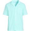 Lands’ End Men’s Short Sleeve Essential Pajama Shirt(Pale Aqua Ice/Green Stripe)