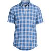 Lands’ End Men’s Short Sleeve No Iron Twill Shirt(Mariner Blue Plaid)