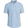 Lands’ End Men’s Short Sleeve Seersucker Shirt(Royal Cobalt Pin Stripe)
