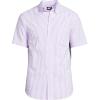 Lands’ End Men’s Short Sleeve Seersucker Shirt(Soft Orchid Banker Stripe)