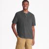 Lands’ End Men’s Short Sleeve Super-T Henley(Dark Charcoal Heather)