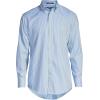 Lands’ End Men’s Tailored Fit No Iron Solid American-Grown Supima Cotton Pinpoint Buttondown Collar Dress Shirt(Clear Blue/White Stripe)