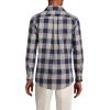 Lands’ End Men’s Tailored Fit No Iron Twill Long Sleeve Shirt(Deep Sea Navy/Burgundy Plaid)
