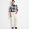 Lands’ End Men’s Tailored Fit No Iron Twill Long Sleeve Shirt(Deep Sea Navy/Burgundy Plaid)