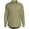 Lands’ End Men’s Tailored Fit No Iron Twill Long Sleeve Shirt(River Stone Green/Gold Plaid)