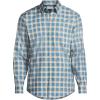 Lands’ End Men’s Tailored Fit No Iron Twill Long Sleeve Shirt(Soft Peacock Plaid)