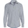 Lands’ End Men’s Traditional Fit Long Sleeve Travel Kit Shirt(Deep Sea Navy Fine Stripe)