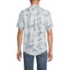 Lands’ End Men’s Traditional Fit Short Sleeve Linen Shirt(Egret White Tropical Scene)