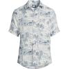 Lands’ End Men’s Traditional Fit Short Sleeve Linen Shirt(Egret White Tropical Scene)