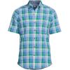 Lands’ End Men’s Traditional Fit Short Sleeve Madras Shirt(Mariner Blue/Clover Plaid)