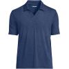 Lands’ End Men’s UPF 50 Short Sleeve Johnny Collar Polo Rash Guard Shirt(Deep Sea Navy Heather)
