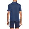 Lands’ End Men’s UPF 50 Short Sleeve Johnny Collar Polo Rash Guard Shirt(Deep Sea Navy Heather)