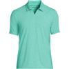 Lands’ End Men’s UPF 50 Short Sleeve Johnny Collar Polo Rash Guard Shirt(Frosted Green Heather)