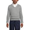 Lands’ End School Uniform Boys Cotton Modal Fine Gauge V-Neck Sweater(Pewter Heather)
