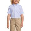 Lands’ End School Uniform Boys Short Sleeve No Iron Pinpoint Dress Shirt(Blue)