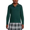 Lands’ End School Uniform Girls Long Sleeve Feminine Fit Interlock Polo Shirt(Evergreen)