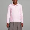 Lands’ End School Uniform Girls Long Sleeve Feminine Fit Interlock Polo Shirt(Ice Pink)