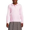 Lands’ End School Uniform Girls Long Sleeve Feminine Fit Interlock Polo Shirt(Ice Pink)