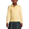 Lands’ End School Uniform Girls Long Sleeve Feminine Fit Interlock Polo Shirt(Maize)