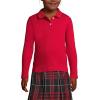 Lands’ End School Uniform Girls Long Sleeve Feminine Fit Interlock Polo Shirt(Red)