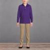 Lands’ End School Uniform Kids Long Sleeve Interlock Polo Shirt(Deep Purple)