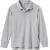 Lands’ End School Uniform Kids Long Sleeve Interlock Polo Shirt(Gray Heather)