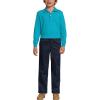 Lands’ End School Uniform Kids Long Sleeve Interlock Polo Shirt(Teal Breeze)